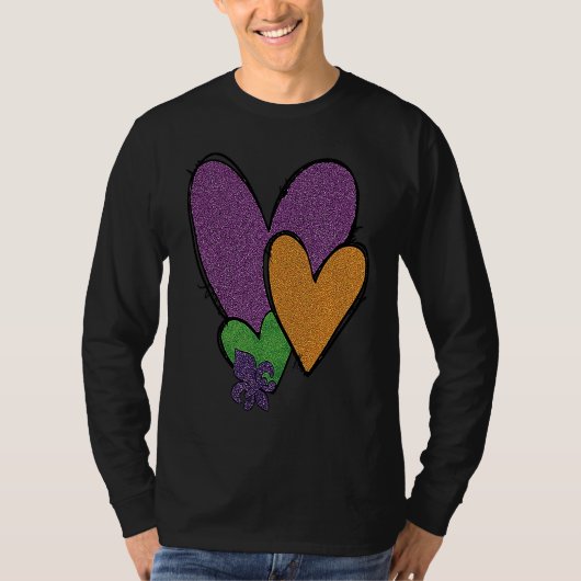 Mardi Gras Fleur De Lis Heart Fat Tuesday Mardi Gr T-Shirt (Vorderseite)