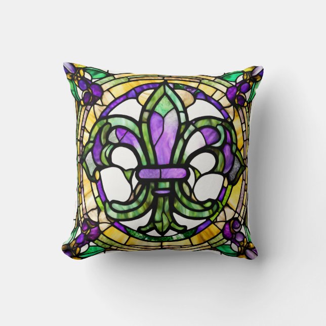 Mardi Gras Fleur De Lis Kissen (Vorderseite)