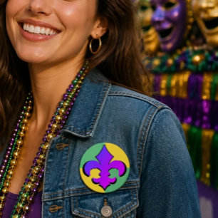 Mardi Gras Fleur De Lis Knöpfe Button