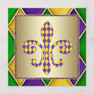 Mardi Gras Fleur De Lis Mardi Gras Party Einladung