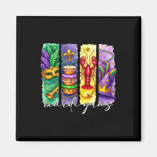 Mardi Gras Fleur De Lis Maske King Cake Crawfish L Magnet