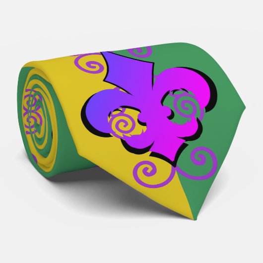 Mardi Gras Fleur-de-Lis Men-Krawatte Krawatte (Gerollt)