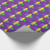 Mardi Gras Fleur-de-Lis Muster Lila Geschenkpapier (Ecke)