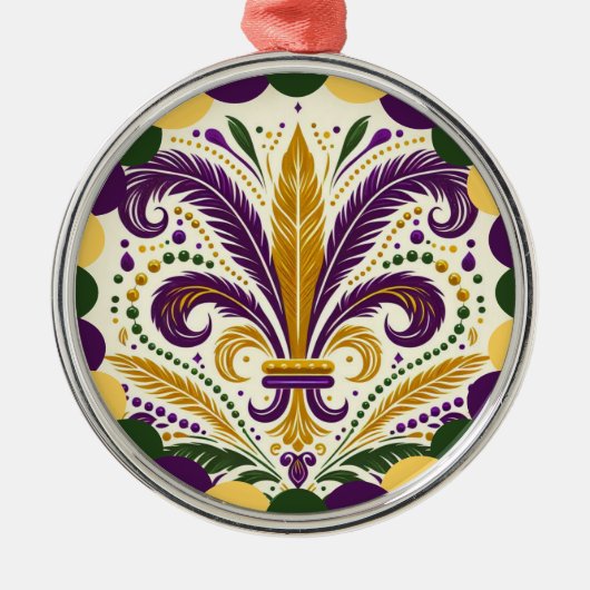 Mardi Gras fleur-de-lis Ornament Aus Metall (Vorne)