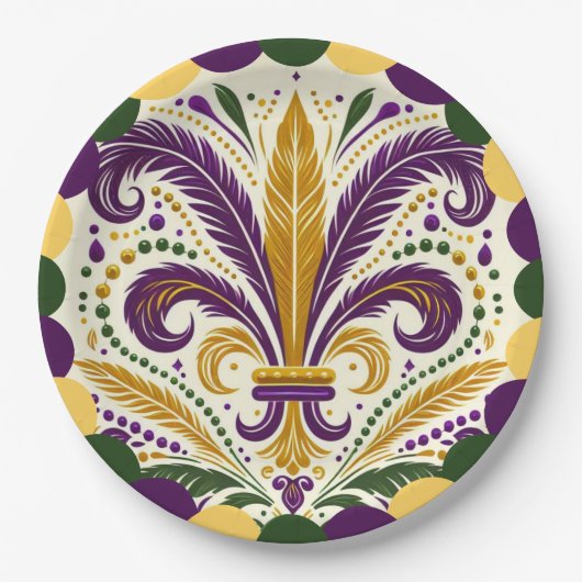 Mardi Gras fleur-de-lis Pappteller (Vorderseite)
