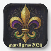 Mardi Gras Fleur de Lis Party Pappteller (Vorderseite)