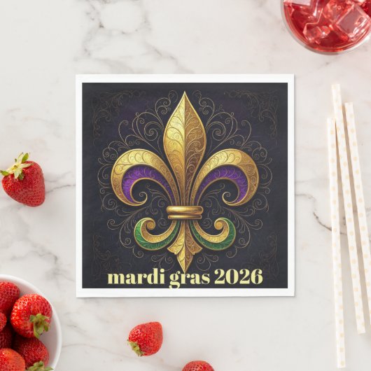 Mardi Gras Fleur de Lis Party Serviette (Beispiel)