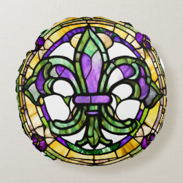 Mardi Gras Fleur De Lis Rundes Kissen