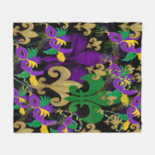 Mardi Gras fleur de lis und Masken Fleecedecke (Vorderseite (Horizontal))