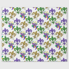 Mardi Gras fleur de lis und Masken Geschenkpapier