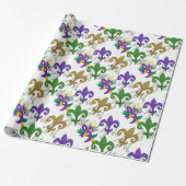 Mardi Gras fleur de lis und Masken Geschenkpapier (Ungerollt)