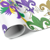 Mardi Gras fleur de lis und Masken Geschenkpapier (Rolleneckpunkt)