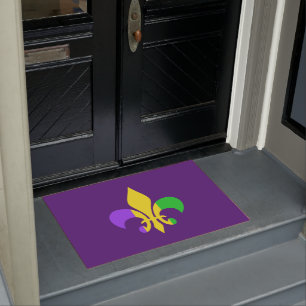 Mardi Gras Fleur-de-Lis Yellow Green Lila Fußmatte