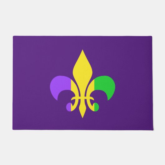 Mardi Gras Fleur-de-Lis Yellow Green Lila Fußmatte (Vorderseite)