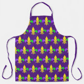 Mardi Gras Fleur-de-Lis Yellow Green Lila Schürze (Vorderseite)