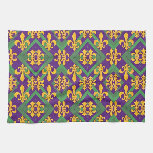 Mardi gras fleur di Lis Geschirrtuch (Horizontal)