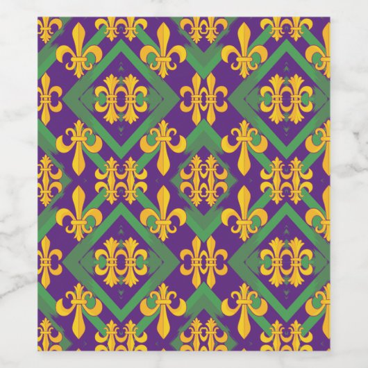 Mardi gras fleur di Lis Weinetikett (Einzelnes Label)