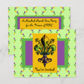 Mardi Gras Fleur Einladung (Vorne/Hinten)