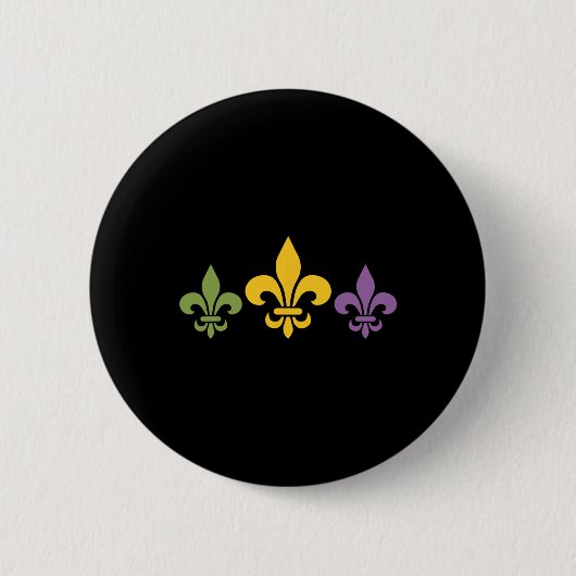 Mardi Gras Fleur Funny Niedlich Retro Mardi Gras F Button (Vorderseite)