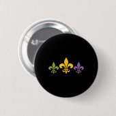 Mardi Gras Fleur Funny Niedlich Retro Mardi Gras F Button (Vorne & Hinten)