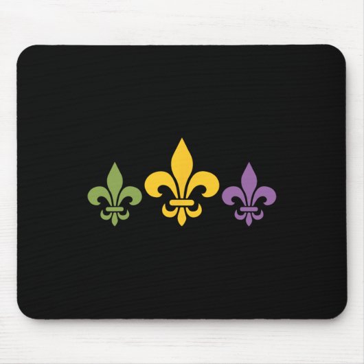 Mardi Gras Fleur Funny Niedlich Retro Mardi Gras F Mousepad (Vorne)