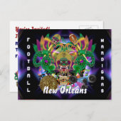 Mardi Gras Football King View Tips bitte Einladungspostkarte (Vorne/Hinten)