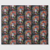 Mardi Gras Frau in Maske & Kopfbedeckung Geschenkpapier (Flach)