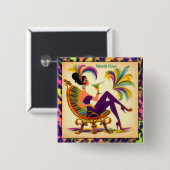 Mardi Gras Frau Mitte des Jahrhunderts mit Martini Button (Vorne & Hinten)