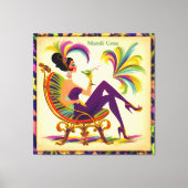 Mardi Gras Frau Mitte des Jahrhunderts mit Martini Leinwanddruck (Vorderseite)