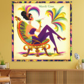 Mardi Gras Frau Mitte des Jahrhunderts mit Martini Leinwanddruck (Insitu (Wohnzimmer))