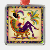 Mardi Gras Frau Mitte des Jahrhunderts mit Martini Ornament Aus Metall (Vorne)