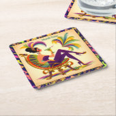 Mardi Gras Frau Mitte des Jahrhunderts mit Martini Rechteckiger Pappuntersetzer (angewinkelt)