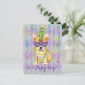 Mardi Gras Frenchie Einladung (Stehend Vorderseite)