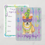 Mardi Gras Frenchie Einladung (Vorne/Hinten)