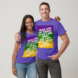 Mardi Gras Frieden, Liebe und Fett Dienstag T-Shirt