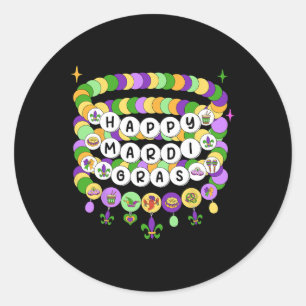 Mardi Gras Friendship Bracelet Mardi Gras Beads Ki Runder Aufkleber