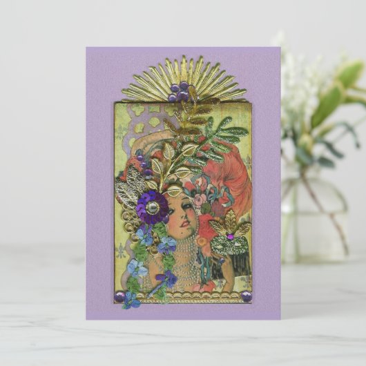 Mardi Gras Frolic Einladung (Stehend Vorderseite)