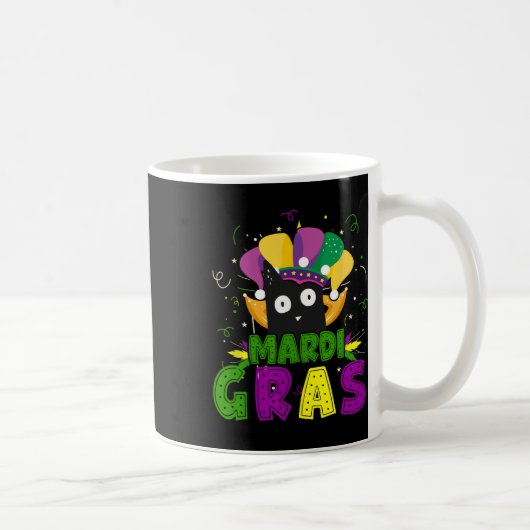 Mardi Gras Funny Black Cat Clown Cat Mardi Kaffeetasse (Rechts)
