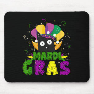 Mardi Gras Funny Black Cat Clown Cat Mardi Mousepad
