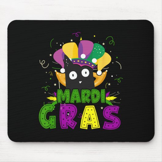 Mardi Gras Funny Black Cat Clown Cat Mardi Mousepad (Vorne)