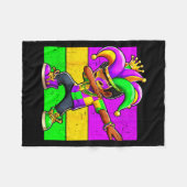 Mardi Gras Funny Dabbing Black Boy Jester Hat Kid  Fleecedecke (Vorderseite (Horizontal))