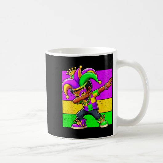 Mardi Gras Funny Dabbing Black Boy Jester Hat Kid Kaffeetasse (Rechts)