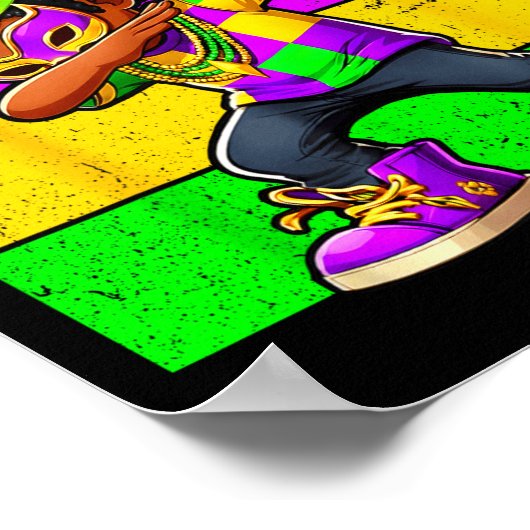 Mardi Gras Funny Dabbing Black Boy Jester Hat Kid  Poster (Ecke)