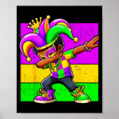 Mardi Gras Funny Dabbing Black Boy Jester Hat Kid  Poster (Vorne)