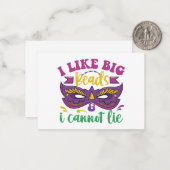 Mardi Gras Funny ich mag große Perlen und ich kann Mitteilungskarte (Vorderseite/Rückseite Beispiel)