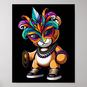 Mardi Gras für Jungen Herren Hip Hop Bär New Orlea Poster
