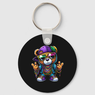 Mardi Gras für Jungen Mens Hüftpfropfen Bär New Or Schlüsselanhänger