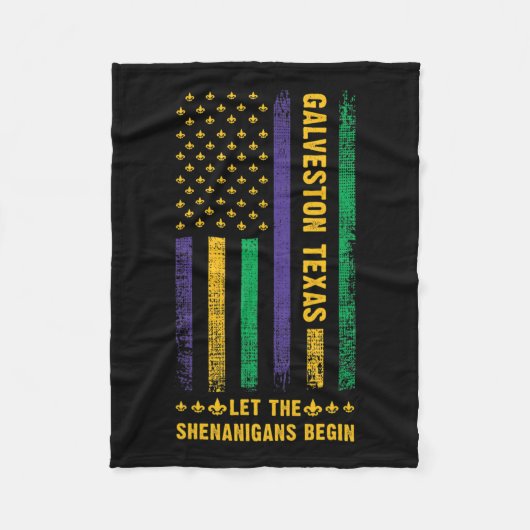 Mardi Gras Galveston Texas Fleur-de-lis American F Fleecedecke (Vorderseite)