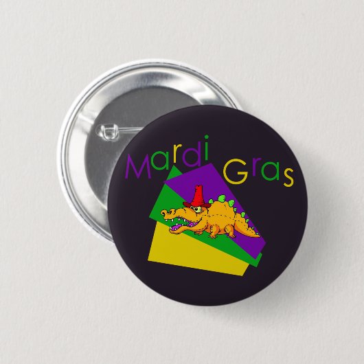 Mardi Gras Gator Button (Vorne & Hinten)