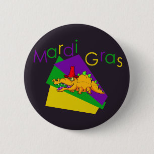 Mardi Gras Gator Button